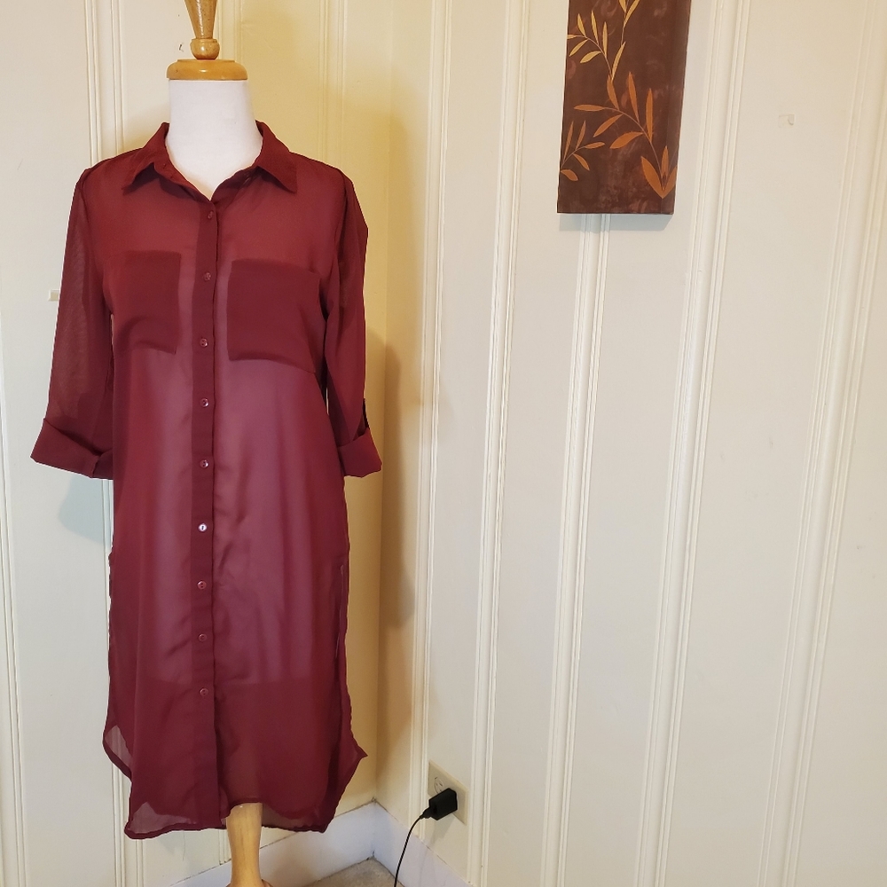 Charlotte Russe Long Tunic Button Up Top